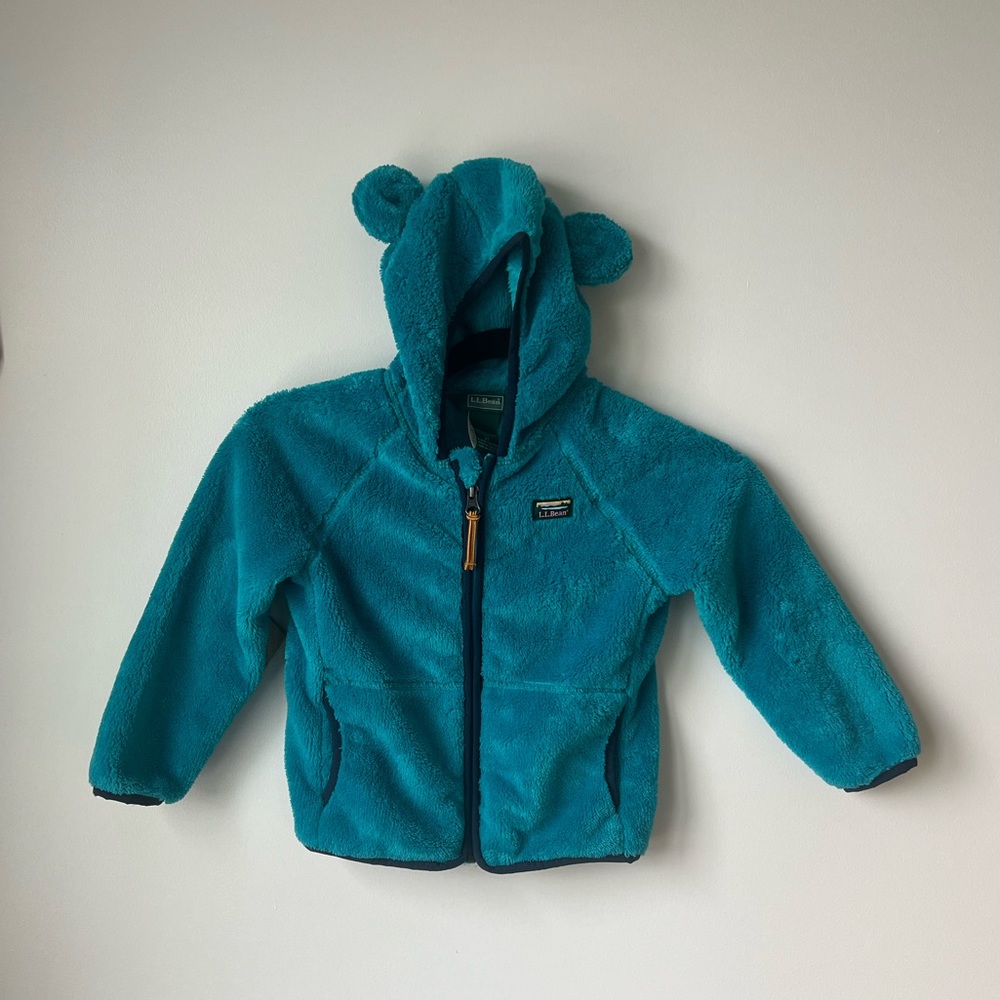 Kids fleece llbean coat with bear ear hood